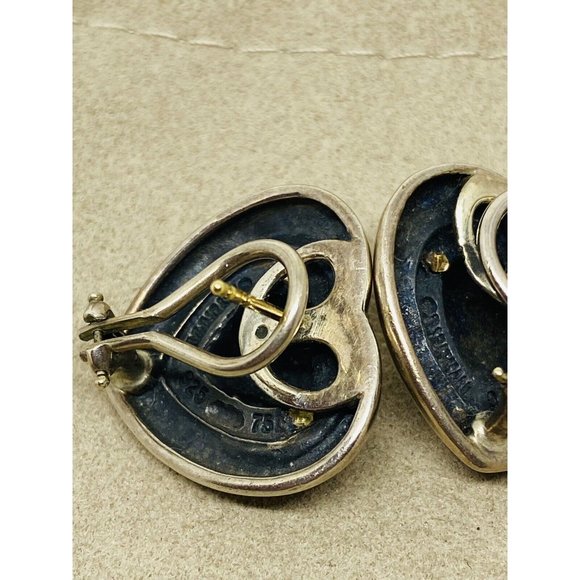 COPY - David Yurman Thoroughbred Diamond Heart 18K & Sterling Silver Cable Earr… - Picture 4 of 8